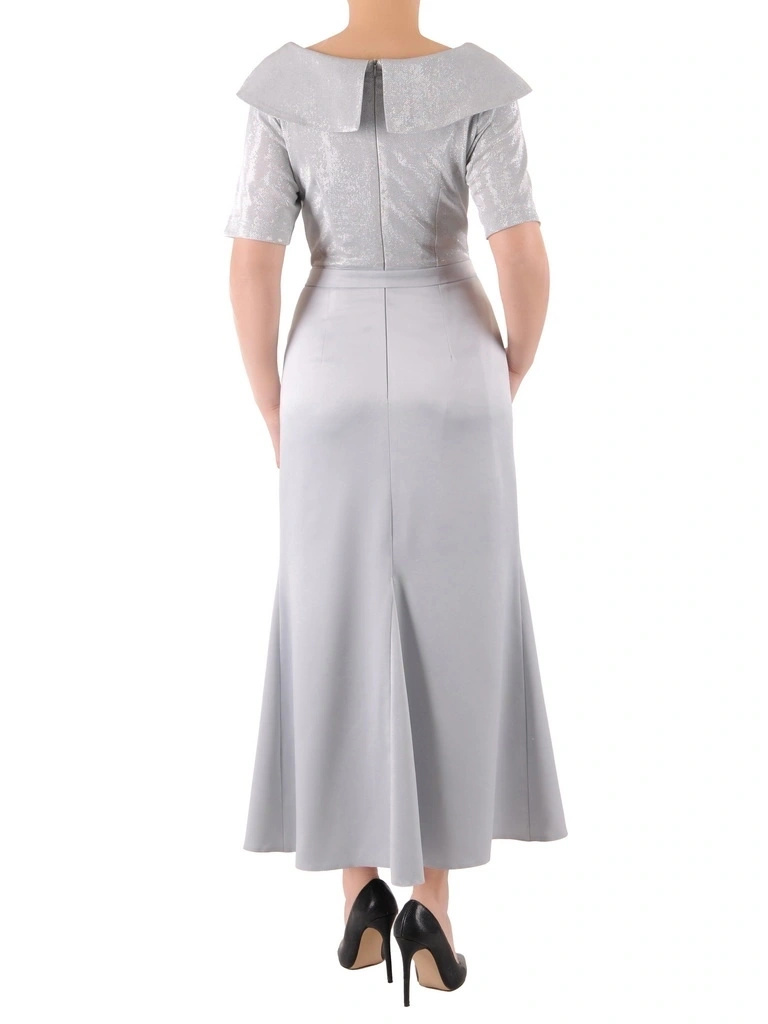 Srebrna suknia balowa i wieczorowa maxi syrenka – elegancki połysk modelujący figurę 39371
