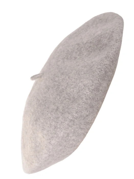 Elegancki beret damski na zimę szary melanż – francuski fason z miękkiej wełny merynosa 40869