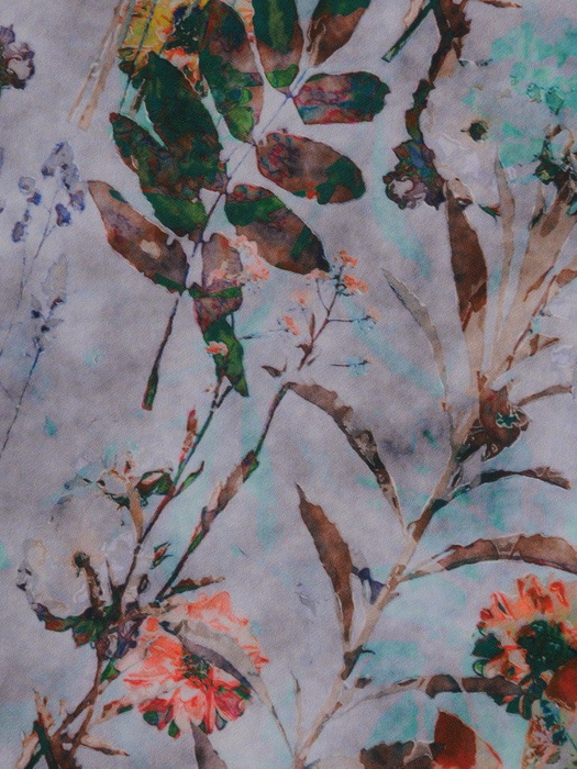 Trapezowa sukienka damska, jesienna kreacja w roślinny wzór 21924