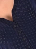 Elegancka bluzka plus size w granatowe grochy ze złotym akcentem – z dekoltem V i marszczonymi rękawami, wysmuklająca sylwetkę 40811