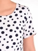 Elegancka garsonka na wesele granatowa w grochy – rozkloszowany fason tuszujący biodra 41561