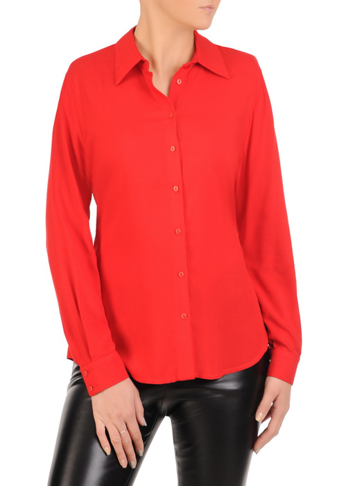Czerwona, elegancka koszula damska z kołnierzykiem 30574