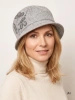 Elegancki kapelusz damski zimowy cloche szary – ocieplana podszewka i ozdobny kwiat 42372
