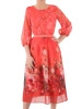 Elegancka sukienka rozkloszowana maxi w kwiaty – kobiecy krój pięknie modelujący sylwetkę 39275