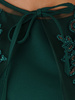 Elegancka sukienka z koronkowym bolerkiem 18382, zielona kreacja na wesele.