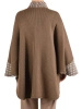 Elegancki sweter damski beżowy z szalowym kołnierzem – wygodny, luźny fason na chłodne dni 42167