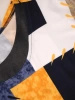 Wielobarwna bluzka damska z ekoskórą w modny patchwork – fason kimono, maskujący talię i wysmuklający plecy 32505