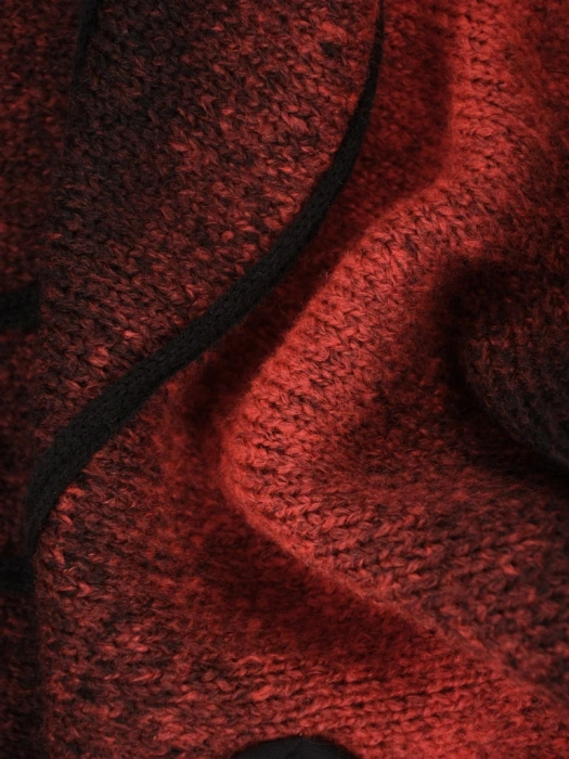 Bordowo-czerwony sweter damski z zamkiem błyskawicznym – luźny fason ze stójką i kieszeniami 42182
