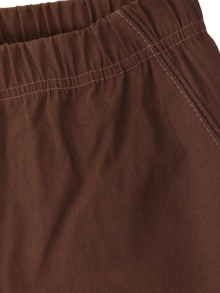 Czekoladowe spodnie rybaczki z gumką i suwakami – dopasowany fason modelujący sylwetkę, idealne plus size na lato 35356