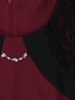 Elegancka sukienka midi o prostym kroju bordowo-czarna – modelujące sylwetkę wstawki z koronką 14700