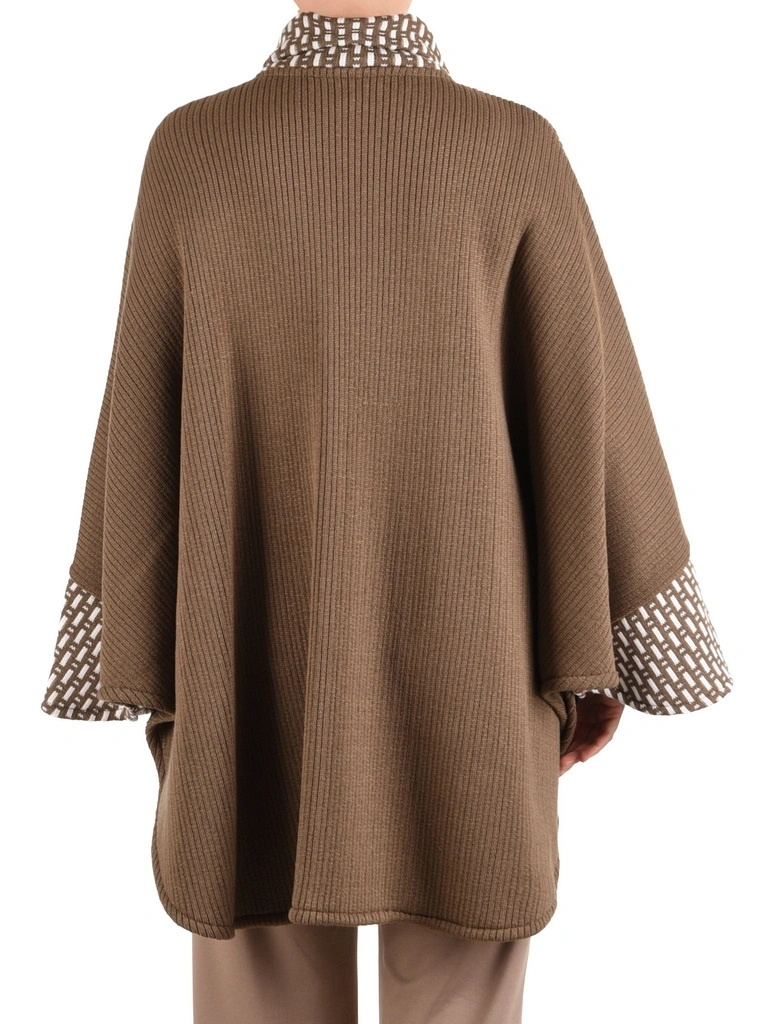 Elegancki sweter damski beżowy z szalowym kołnierzem – wygodny, luźny fason na chłodne dni 42167
