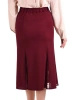 Elegancka bordowa spódnica trapezowa midi – elastyczny pas wysmuklający biodra i koronka 41616
