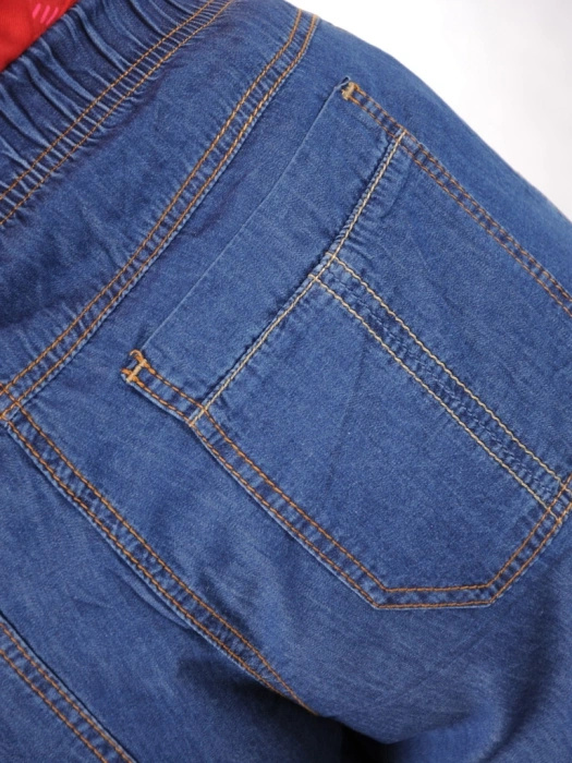 Granatowe klasyczne spodnie wide leg z gumką w pasie – elegancko modelujące sylwetkę na co dzień 38261