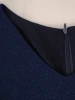 Granatowa sukienka trapezowa na wesele midi z błyskiem – dwuwarstwowy fason z falbanami 26930