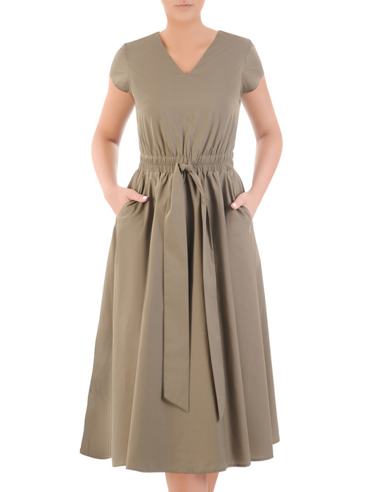 Bawełniana sukienka, wiosenna kreacja z gumką w pasie 32902