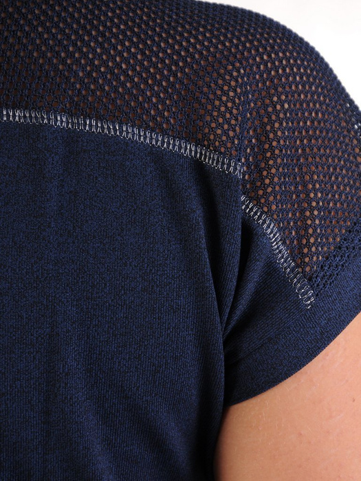 Granatowa bluzka z ażurowymi wstawkami 25572