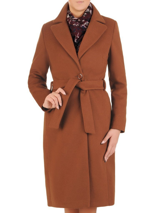 Klasyczny płaszcz damski jesienno zimowy w kolorze brązowym 27797