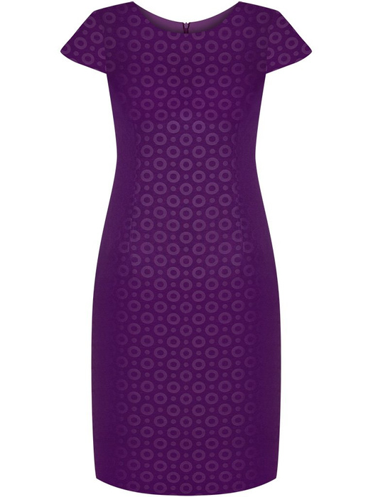 Sukienka w koła Irma, fioletowa kreacja z tkaniny.