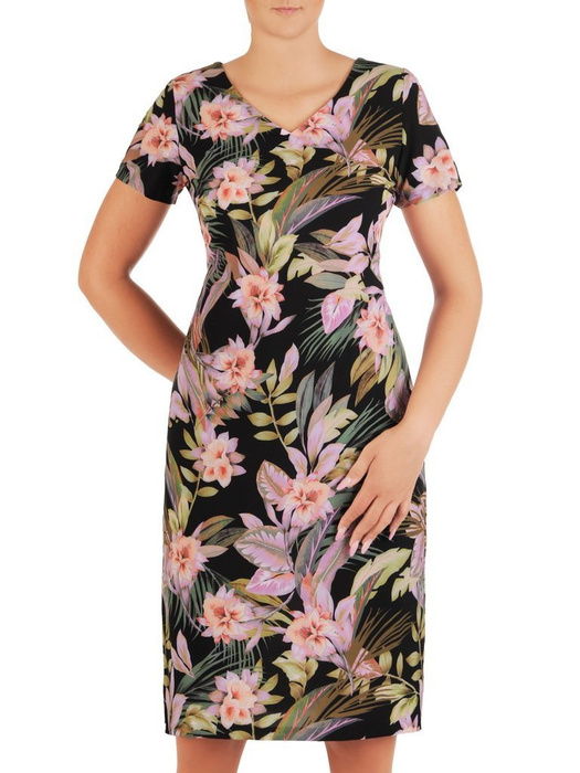 Sukienka w kwiaty, prosta kreacja z tkaniny 26653