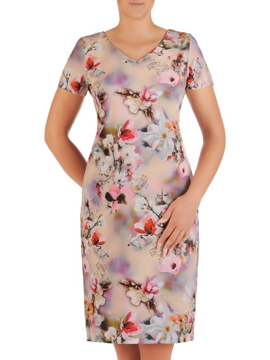 Sukienka w kwiaty, prosta kreacja z tkaniny 26656