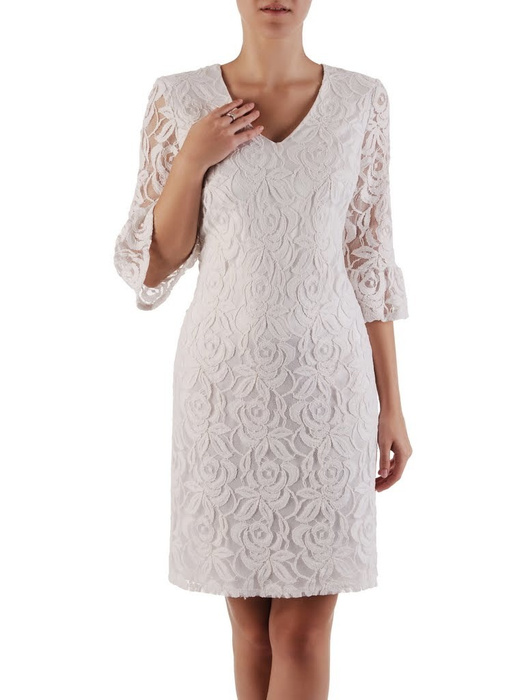 Sukienka wyjściowa, biała kreacja z koronki 20865.