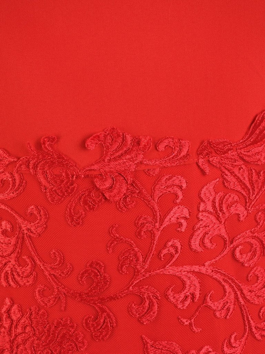 Sukienka wyjściowa, czerwona kreacja z koronkowymi wstawkami 21297.