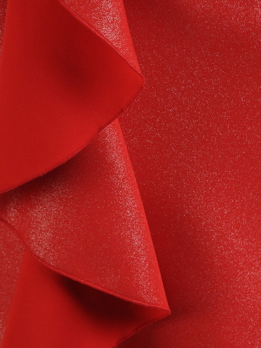 Sukienka wyjściowa, czerwona kreacja z ozdobnymi falbanami 25110