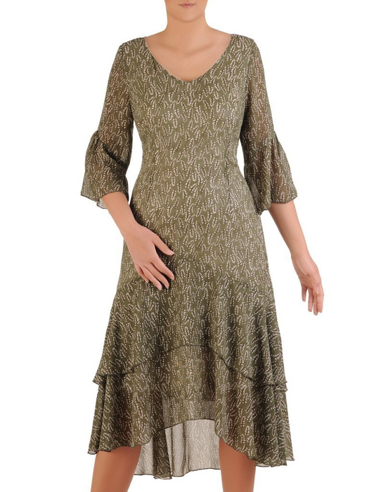 Sukienka z falbanami, zwiewna kreacja z szyfonu 26091