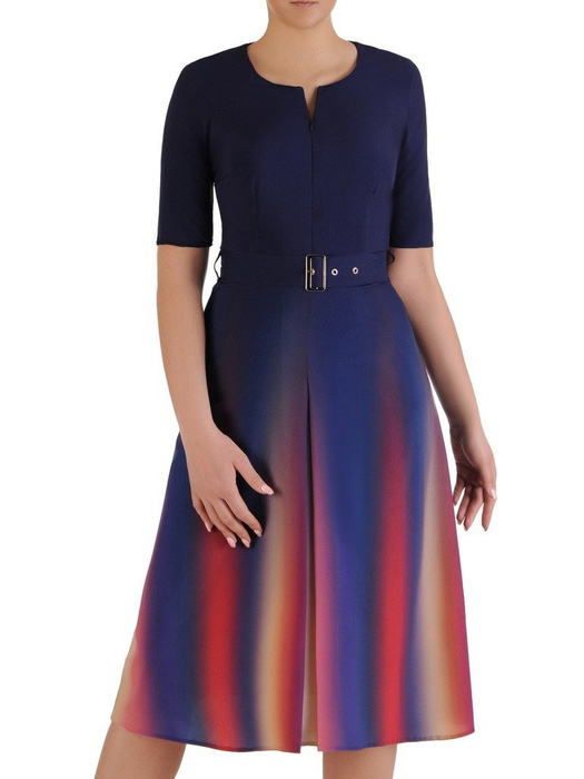 Sukienka z paskiem, wiosenna kreacja z oryginalnej tkaniny 20015.