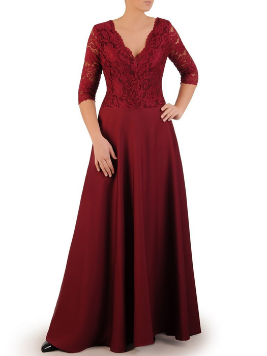 Wieczorowa sukienka o długości maxi, kreacja z koronkowym topem 22614