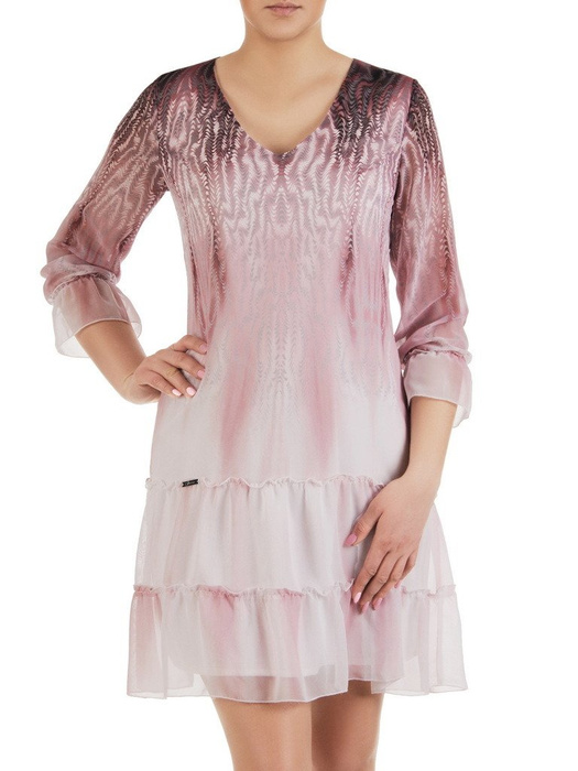 Zwiewna, szyfonowa sukienka z szerokimi falbanami 19707
