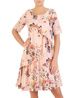 Luźna sukienka z tkaniny, zwiewna kreacja w modny, kwiatowy wzór 33107