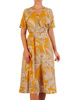 Rozkloszowana sukienka z ozdobnym dekoltem i gumką w pasie 26293