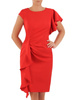 Sukienka wyjściowa, czerwona kreacja z ozdobnymi falbanami 26706