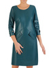 Sukienka z ozdobnymi patkami, zielona kreacja z ekologicznej skóry 27773