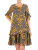 Trapezowa sukienka z szyfonu, zwiewna kreacja w kwiaty 32811