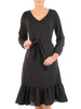 Trapezowa, szyfonowa sukienka z modną falbaną i bufiastymi rękawami 31920