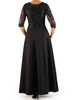Wieczorowa sukienka maxi, czarna kreacja z koronkowym topem 23104