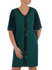 Zielona sukienka wieczorowa, prosta kreacja z połyskującą wstawką 24540